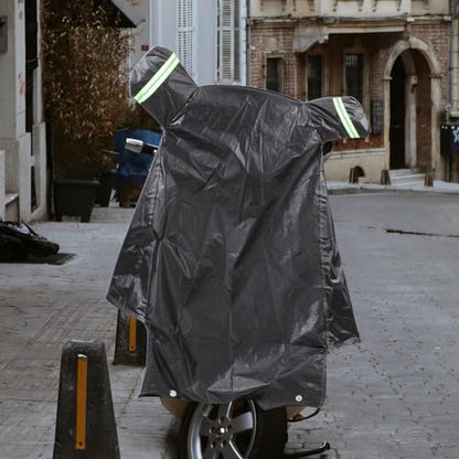 Motorcycle Cover XL Black Thickened Waterproof Outdoor Bike Protector Full Weather UV Rain Sunshade Shelter with Dual Ear Design