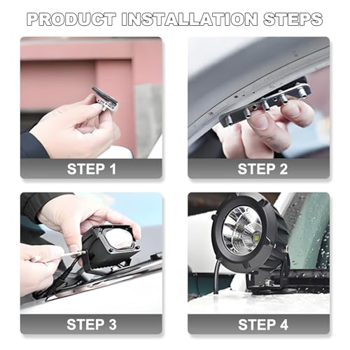DXNQ 2 PCS LED Light Mounting Brackets, Adjustable Stainless Steel Hood Led Light Holder, LED Work Light Base Bar Pods Mount Bracket Clamp for Car SUV Truck, Car Accessories