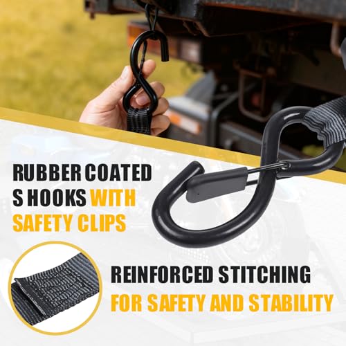 Ayaport Retractable Ratchet Straps 1in X 12ft(4PK)-1500lb Break Strength, Heavy Duty Ratchet Straps Self Retractable Tie Downs with Soft Loops for Motorcycle, Dirt Bike, Cargo, Truck Accessories - size: 1"x12'-4pc