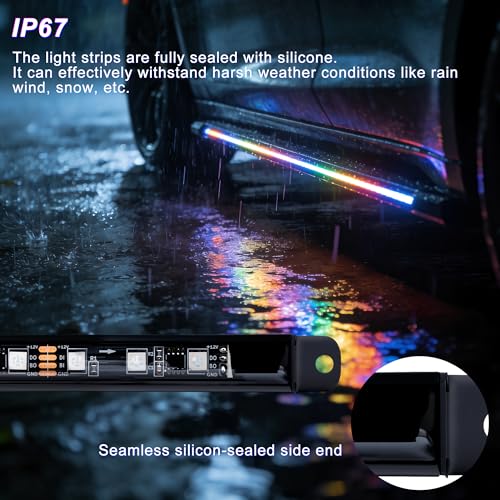 Underglow LED Lights for Cars - 8PCS RGB+IC Chasing Kit with 252 LEDs, IP67 Under Car Neon Lights with APP，Remote Control, Sound Active Multicolor Light Bar for Trucks SUVs RV, 12V Universal Fit - color: Trucks/SUVs/RV Class B & B+
