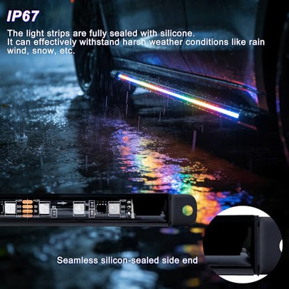 Underglow LED Lights for Cars - 8PCS RGB+IC Chasing Kit with 252 LEDs, IP67 Under Car Neon Lights with APP，Remote Control, Sound Active Multicolor Light Bar for Trucks SUVs RV, 12V Universal Fit - color: Trucks/SUVs/RV Class B & B+