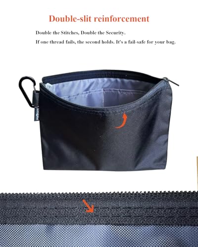 Tool Pouch Zipper Small Tool Bag Pouches Organizer Bag with Metal Carabiner, Nylon 1680D Heavy Duty for Wrenches, Screwdrivers, Pliers, Stationery & Office Supplies Pack of 1, Black, 11 Inch - color: 1 Pack, 11" Black