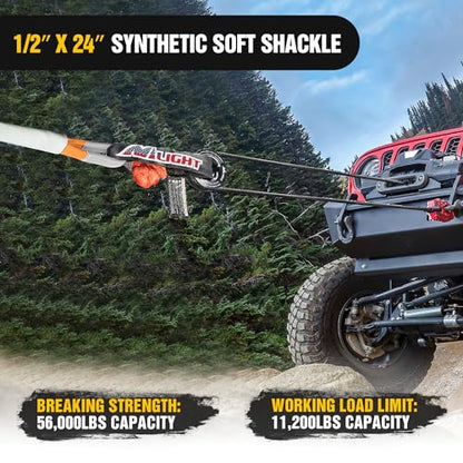 Nilight Synthetic Soft Shackle (56,000 LBS Breaking Strength) 1/2 Inch x 24 Inch 2PCS with Extra Sleeves for Sailing SUV Off Road Towing UTV ATV Trucks 4x4, 2 Years Warranty - color: 2Pcs Soft Shackles Orange