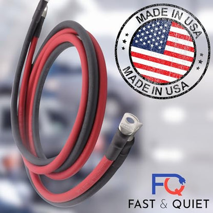 2 AWG Battery Cables with Terminals, Positive and Negative Wires Pure Copper, Auto, Solar Power Inverter, Welding, Golf Cart, Motorcycle (Red and Black, 1.5 FT (18 in), 3/8" Lugs on Both Ends, 2pcs) - color: Red and Black, size: 1.5 FT 3/8" Lugs