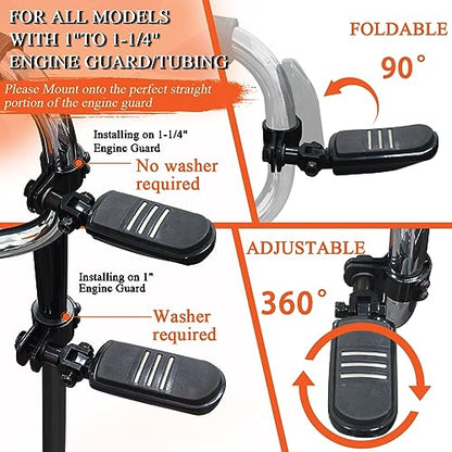 FOVPLUE 1",1.25"Highway Footpegs, Adjustable Highway Peg w/ 3-Piece Clamp for Harley Touring Softail Dyna Sportster models w/25mm-32mm Engine Guard/Tubing,BLACK#3 - color: Black For Streamliner Style