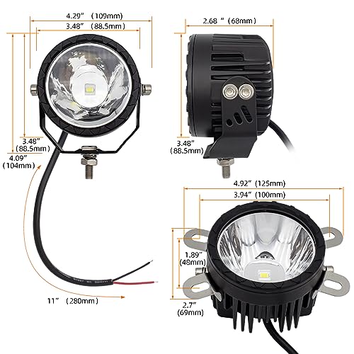 STDYSUN Round LED Offroad Driving Fog Lights Pod Lights 2Pcs 3.5Inch Spot Beam Motorcycle Fog Lights Work Auxiliary Lights Ditch Bumper Lights Bicycle lights fit for Bicycle Truck ATV UTV Motorcycle - size: Round White Spot