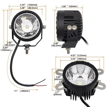 STDYSUN Round LED Offroad Driving Fog Lights Pod Lights 2Pcs 3.5Inch Spot Beam Motorcycle Fog Lights Work Auxiliary Lights Ditch Bumper Lights Bicycle lights fit for Bicycle Truck ATV UTV Motorcycle - size: Round White Spot
