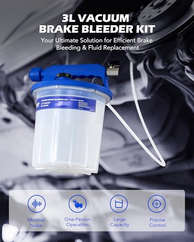 Orion Motor Tech 3L Vacuum Brake Bleeder Kit, Pneumatic Brake Fluid Bleeder Kit with 3.2 qt Brake Fluid Extractor 1L Refilling Bottle 20 Adapters, One Person Brake Bleed Fluid Pump Brake Bleeding Tool - size: 3L Upgraded Set