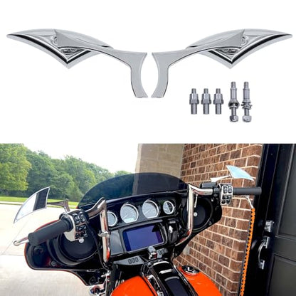 Chrome Motorcycle Blade Rear View Mirrors Compatible with Harley Road King Street Glide Softail Road Glide Electra Dyna Cruiser Bobber Chopper - color: Chrome-Harley