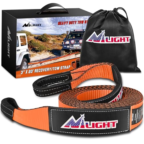 Nilight 3" x 20' Recovery Tow Strap Lab Tested 31,500lbs Break Strength Heavy Duty Off Road Straps with Triple Reinforced Loop Emergency Towing Rope of Mind for SUV, UTV, ATV, Truck, 2 Years Warranty - color: 3in x 20ft Tow Strap