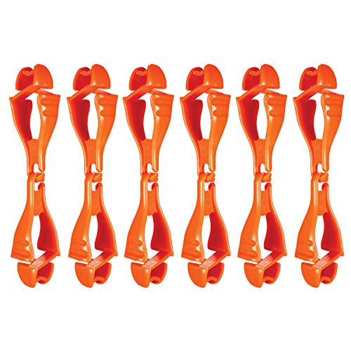 Ergodyne Squids 3400 Glove Clip Holder with Dual Clips, 6-Pack, Orange - color: Orange, size: 6-Pack