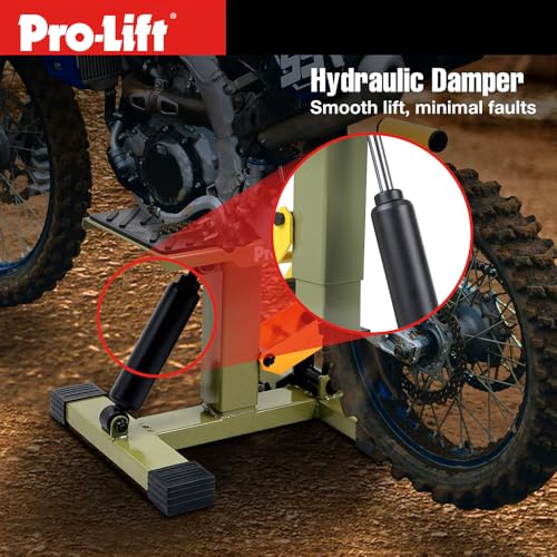 Pro-Lift Dirt Bike Stand Lift– 440 lbs Capacity and Hydraulic Motorcycle Jack Lift Operation, Adjustable Height Hoist Table, for Dirt Pit Bike Repair, Maintenance, Dirt Bike Accessories