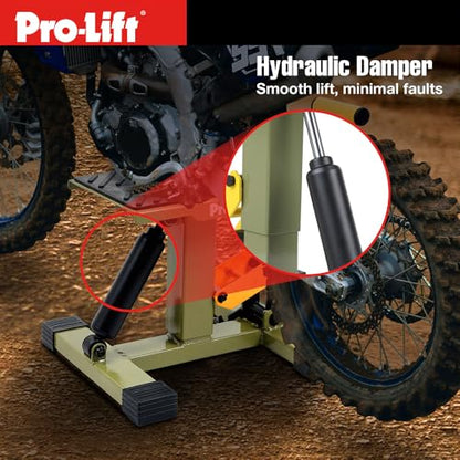 Pro-Lift Dirt Bike Stand Lift– 440 lbs Capacity and Hydraulic Motorcycle Jack Lift Operation, Adjustable Height Hoist Table, for Dirt Pit Bike Repair, Maintenance, Dirt Bike Accessories