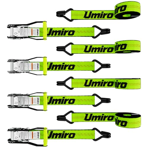 Umiro Heavy Duty Ratchet Straps with J Hooks 2" x 15' Ratchet Strap 10,000 Lbs Max Break Strength, Tie Down Ratcheting with J-Hook, Cargo Straps for Truck, Trailer, Moving (Fluorescent Green,4Pack) - color: FLUORESCENT GREEN, size: 2 Inches X 15 Feet