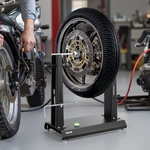 VEVOR Motorcycle Wheel Balancer, Tire Balancer & Truing Stand for Hollow & Solid Axle Wheels, Heavy-Duty Design with Adjustable Cones and Truing Pointer for Sport and Dirt Bikes - style: Hollow & Solid Axle