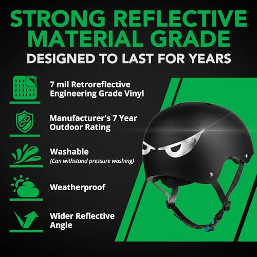 Bright Knight Decals Reflective Evil Eye Stickers, 6" x 3" Chrome Evil Eye Motorcycle Decals & Graphics for Bike & Motorcycle Helmet Stickers, Made in USA, 3 Pairs - color: Chrome