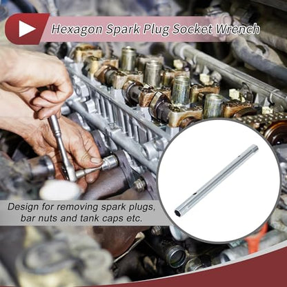 1 Pcs Spark Plug Socket Wrench Durable Spanner Socket Remover 185x15mm Silver Tone High Carbon Steel Hexagon 10mm,11mm for Car Motorcycle Lawn Mower