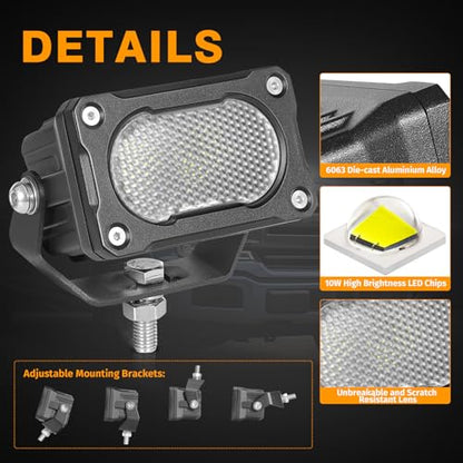 Muto-Beam LED Pods, 2PCS 3Inch LED Driving Lights 40W Flood Diffused Beam Off Road Pods Backup Lighting Auxiliary Light Fog Light Ditch Lights for Truck ATV UTV Motorcycle SUV Jeep Dirt Bike - size: Diffusion