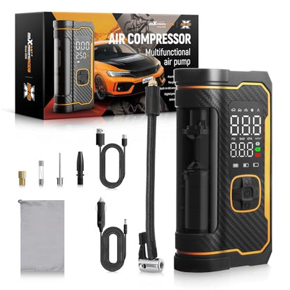 maXpeedingrods 150PSI Tire Inflator Portable Air Compressor 12V DC/AC, Auto Shut-off, Digital Gauge, 4X Faster Inflation Professional Cordless Car Tire Pump for Car, Bike, Motorcycle, Ball