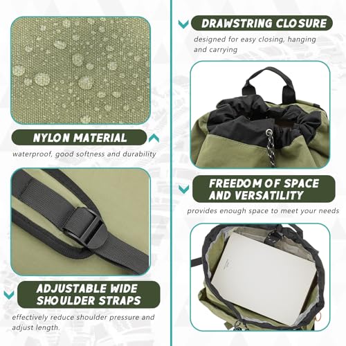 Aliceset Helmet Backpacks Welding, Waterproof Motorcycle Helmet Bag with Drawstring, Adjustable Shoulder Straps Pocket, Nylon, Large Capacity, Gift for Electrician Welder School Students(Green) - color: Green