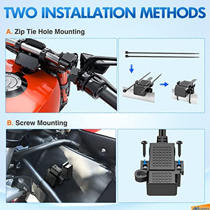 Nilight Waterproof Motorcycle USB 3.1Amp Quick SAE to USB Charger Adapter O Ring Terminal Cable Harness with Inline 5Amp Fuse Handlebar for Mobile Devices GPS - color: SAE TO USB Adapter