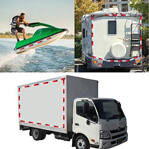 WAENLIR 1 inch x 30Feet Dot Reflective Tape Outdoor Waterproof High Visibility Safety Tape, Red and White Adhesive Conspicuity Tape for Trailer, Cars, Trucks, Cinta reflectiva para camiones - size: 1 inch X 30FT
