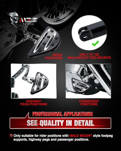 MZS Motorcycle Foot Pegs, Adjustable Male Cruiser Front Floorboards Touring Rear Footboards Black Compatible with Sportster Softail Dyna V Rod Road Glide Electra Street Glide Road King Trike 1984-2025
