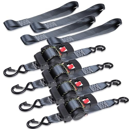 Ayaport Retractable Ratchet Straps 2in X 12.5ft(4PK)-3300lb Break Strength, Heavy Duty Ratchet Straps Self Retractable Tie Downs with Soft Loops for Motorcycle, Dirt Bike, Cargo, Truck Accessories - size: 2"x12.5'-4pc