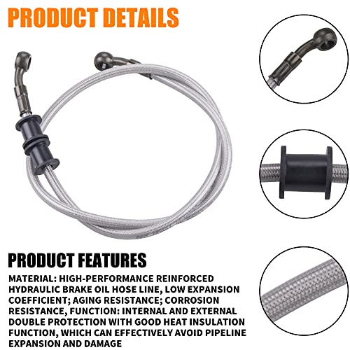 Silver Motorcycle Braided Steel Brake Clutch Oil Hoses Line Pipe Pipe for ATV Pit Dirt Bike Go Kart (Oil Hose Length 90cm)