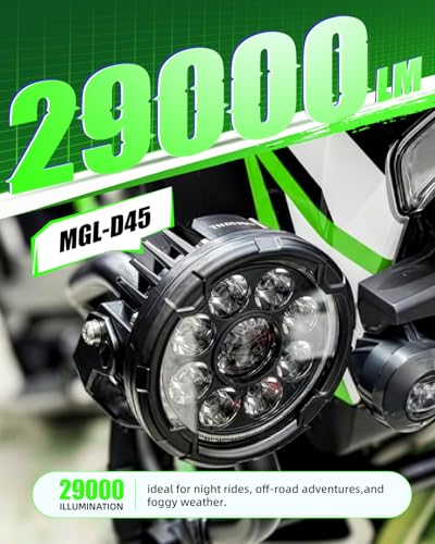 Motorcycle LED Auxiliary Lights - 29000LM Ultra Bright Fog Lights Hi/Low Amber White Beam, Strobe Modes, IP69K Waterproof, 360° Adjustable Mount for Motorcycles ADV Truck UTV Touring Sport - size: Pair 4.5 inch