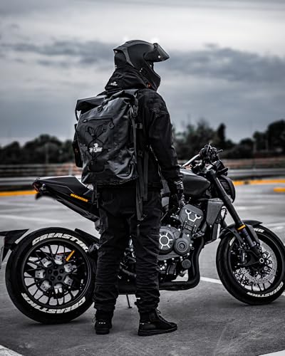 Grapelet Motorcycle Sissy Bar Bag Waterproof Motorcycle Backpack Tail Bag Travel Saddlebags 35L Duffle Bags PVC 500D Waterproof Dry Bags - Black