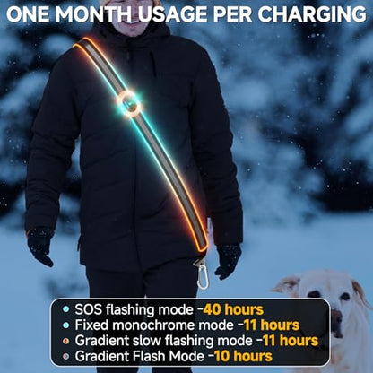 Reflective Sash for Walking at Night, Led Reflective Running Belt for Women & Men, Rechargeable High Visibility Safety Reflective Gear, Adjustable Light Reflector Vest Wear for Cycling Jogging