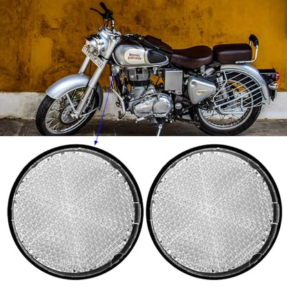2Pcs Motorcycle Reflectors 2.2" Round Reflective Warning Reflection for Scooter ATV Boats Trucks with Nuts White - color: White