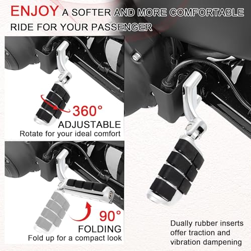 Rear Passenger Footpegs Foot Rests Pedal Mount Fits for Harley Sportster 883 1200 2014-2022,Chrome - color: Chrome For Lion Paw Style