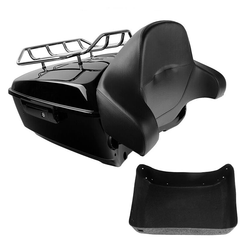 TCMT King Motorcycle Trunk Box Black Lacthes Backrest Luggage Rack Fit For Harley 2014-2025 Touring CVO Road King Road Glide Street Glide Electra Glide Pack - color: Set A#1