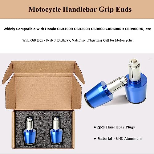2pcs Motocycle Handlebar Grip Ends 7/8" 22mm for H-onda CBR60F CBR125R CBR150R CBR250R CBR400 NC23 NC29 F2 F3 F4 F4i CBR600RR CBR900RR CBR954RR CBR1000RR (Blue) - color: Grip End - Blue