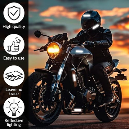 20Pcs Black Reflective Stickers, Motorcycle Helmet Safety Stickers, Night Visibility Safety Reflective Tape for Bicycle, Outdoor (7x1.8cm)