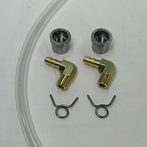 Motorcycle Flush Mount Gas Tank Fuel Gauge - Clear Fuel Hose + Brass Fittings External Fuel Gauge with Steel Weld on Bungs - Mounts to Any Steel Gas Tank or Oil Bag - Harley Chopper Bobber Cafe Racer
