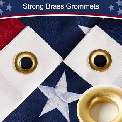 American Flag 3x5 ft Heavy Duty TearProof Series, All Weather High Wind US Flag, Premium Spun Polyester with Embroidered Stars, Sewn Stripes, Brass Grommets for Outdoor Use - color: 3X5FT