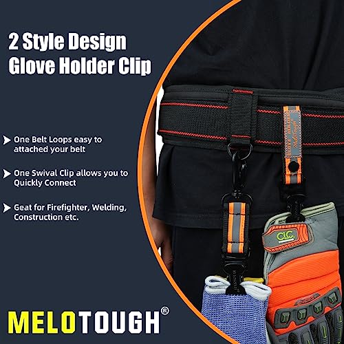 MELOTOUGH Firefighter Glove Strap | Work Glove Holder Clip with Glove Leash Swivel Snap Hook,Alligator Clip - color: Orange