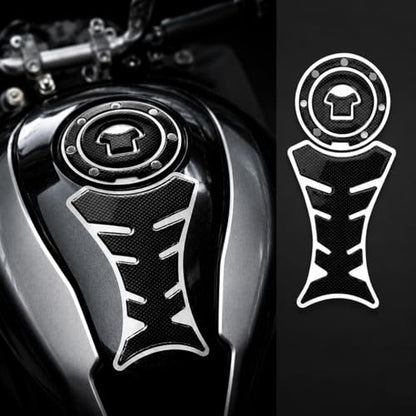 1 Set 3D Gas Cap Cover Sticker Universal Motorcycle Fuel Tank Pad Protector Black Textured Trim for Gas Cap and Tank Scratch Resistant, Black - color: Black