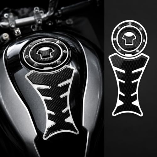 1 Set 3D Gas Cap Cover Sticker Universal Motorcycle Fuel Tank Pad Protector Black Textured Trim for Gas Cap and Tank Scratch Resistant, Black - color: Black