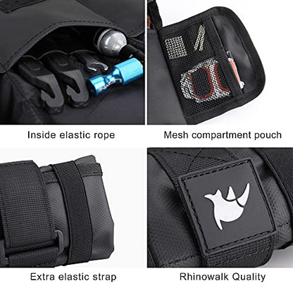 Rhinowalk Bike Saddle Bag Bicycle Under Seat Bag Repair Tools Pouch Frame Bag for Mountain Road Bike Cycling Accessories - color: Black