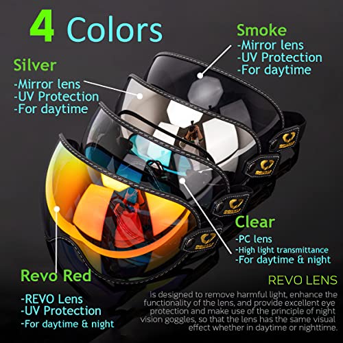 Retro Motorcycle Helmet Shield Bubble Visor, PC Goggles Lens Replacement Universal for 3/4 Open Face Full Helmet Bell Moto-3 (Smoke) - color: Smoke