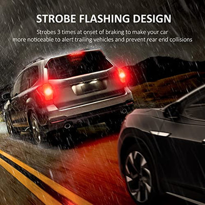 1157 LED Bulb Flashing Brake Lights, 300% Brighter 2057 2357 7528 BAY15D Plug and Play Strobe Blinking LED Stop Tail Lights, Brilliant Red
