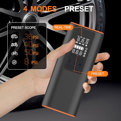 Tire Inflator Portable Air Compressor for Bike, Car, Motorcycle (With car charging cable)