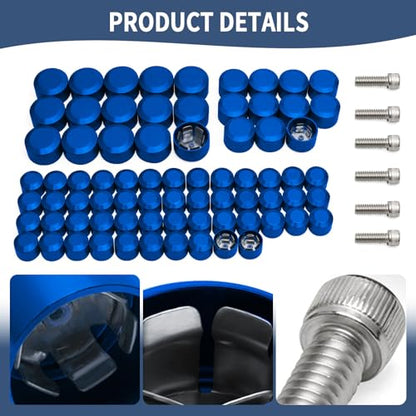Motorcycle Bolt Covers Engine Bolt Head Toppers Caps Kit Fit for Harley 2007-2016 Touring Street Glide Road Glide Road King Electra Glide FLT FLH (Blue) - color: Blue