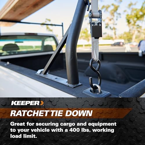 KEEPER – 1” x 13’ Endless Loop Ratchet Tie-Down - 400 lbs. Working Load Limit and 1,200 lbs. Break Strength
