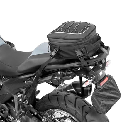 KEMIMOTO Motorcycle Tail Bag, Dual Use Motorcycle Rear Seat Bag with Waterproof Rain Cover, 7-14L Expandable Motorbike Small Bag Luggage Storage Backpack with 6 straps & 1 shoulder strap - size: 7L-14L