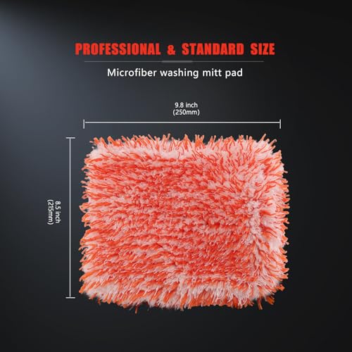 Microfiber Wash Pad, SPTA 3Pcs Ultra Wheel Pad Perfect for Wheels, Grills, and Tight Areas; Proprietary Microfiber Blend; Easily Releases Contaminates Upon Rinsing, 8.5in x 9.8in, Black/Orange-MT023B3 - color: 3pcs Ultra Wheel Mitt